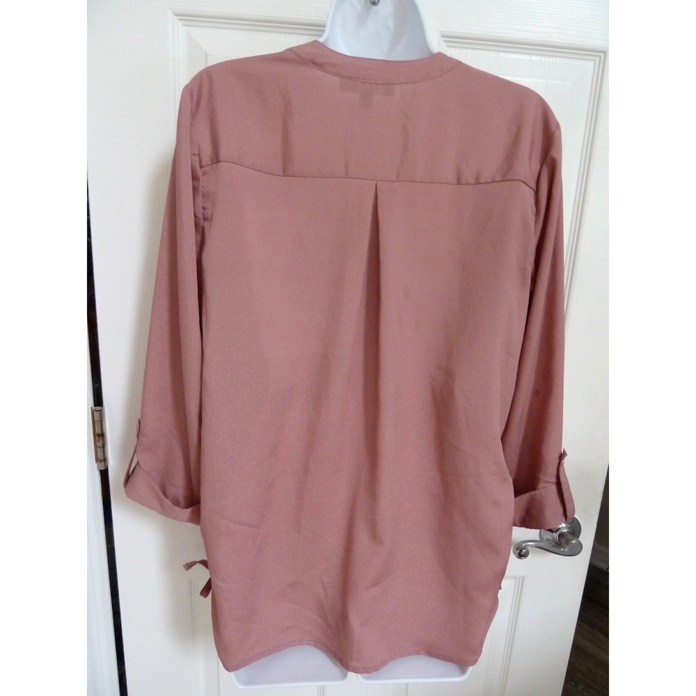 Sara Michelle Women Medium Dusty Rose 3/4 Sleeve Cinched Side Blouse G9593788H - Picture 4 of 7